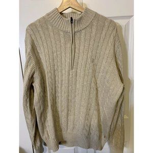 IZOD Heavy Weight Cotton‎ Men’s Sz XL Knit 1/4 Zip Sweater Beige
